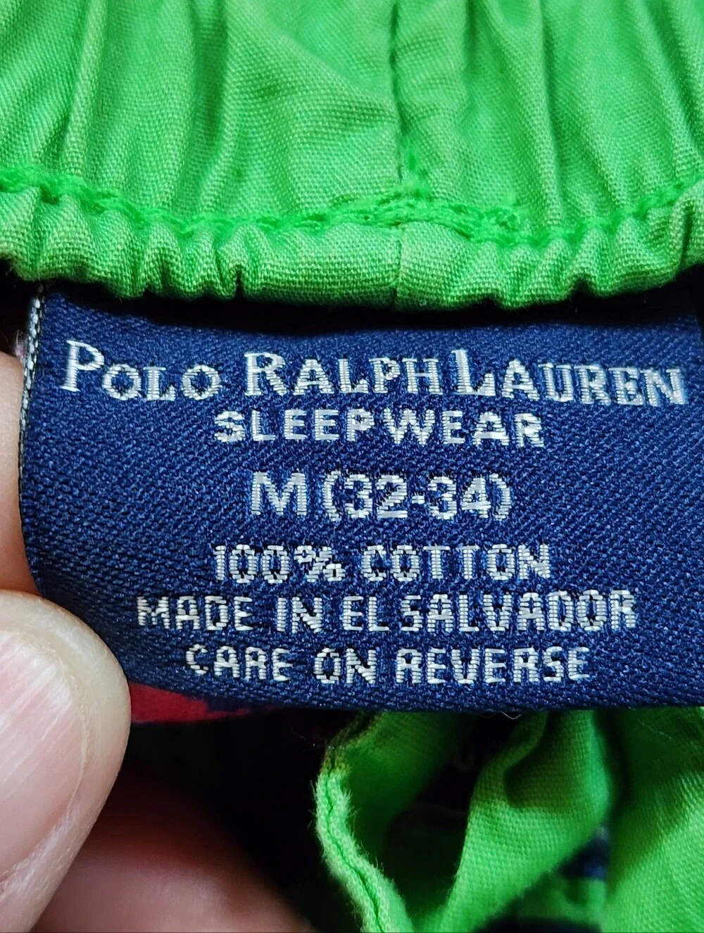 Ralph Lauren Polo Navy Sleepwear Shorts with Green Waistband and Orange Details